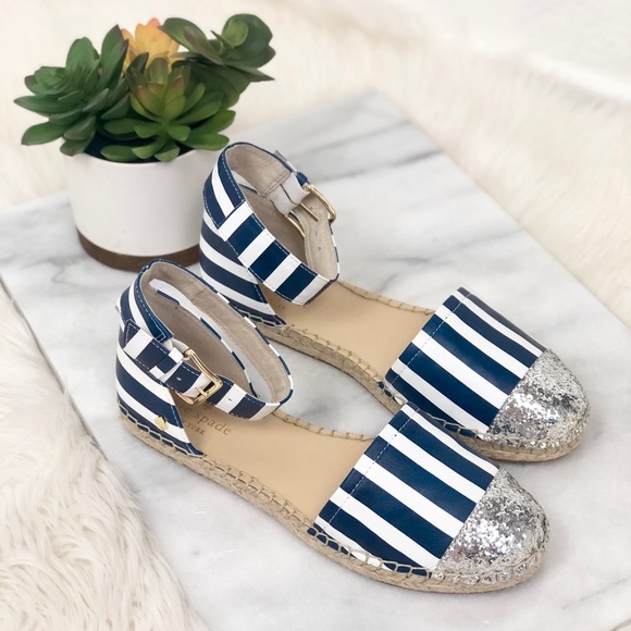kate spade Shoes - Kate Spade striped navy blue espadrilles sandals